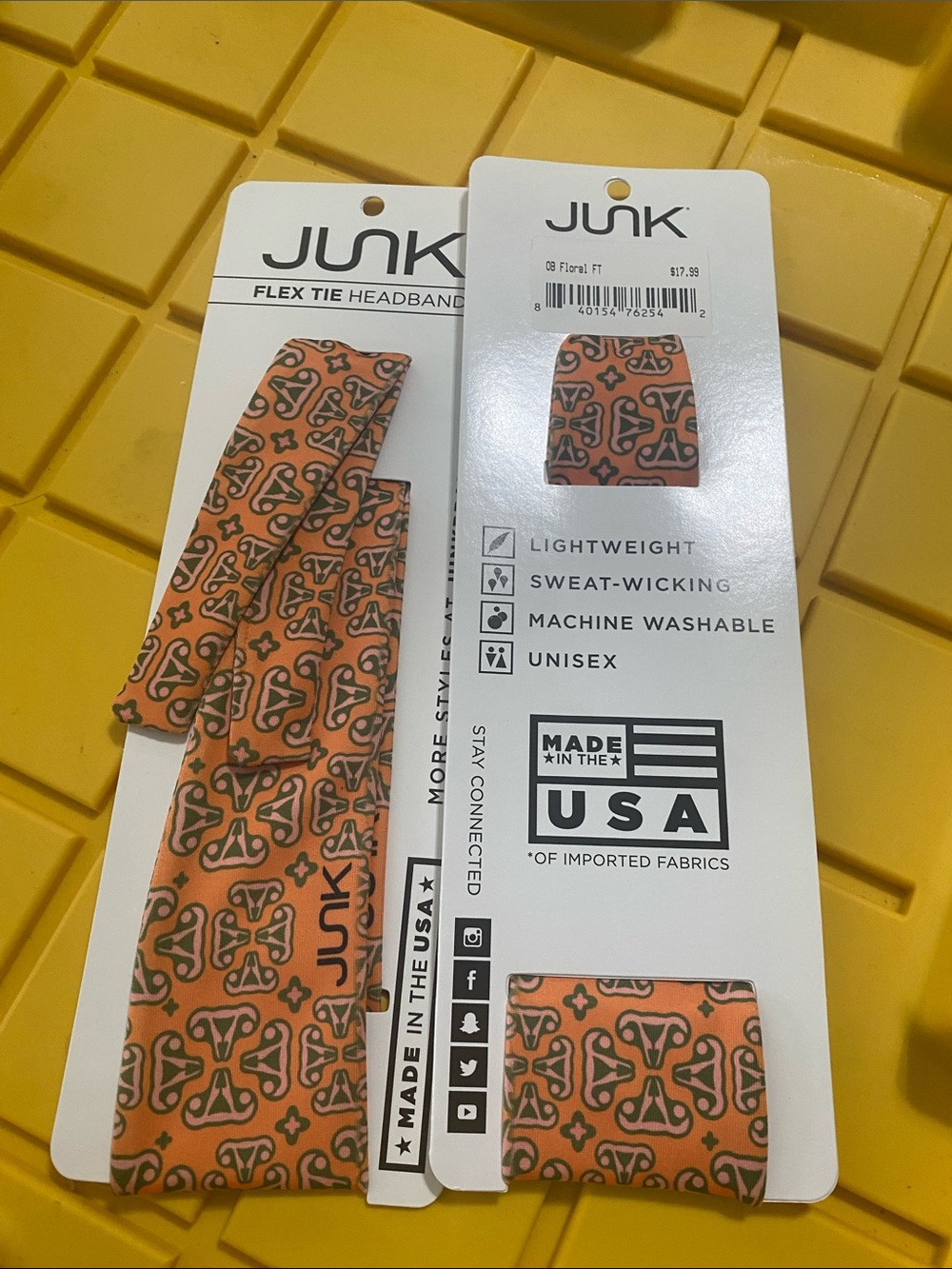 JUNK Orange Patterned Flex Tie Headband
